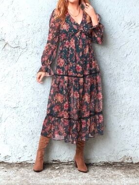 band of the free Pine Paisley Floral Boho Maxi Dress  Women Small NWT